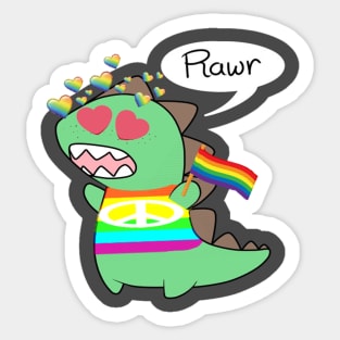 Pride Rainbow Dinosaur Rawr Sticker